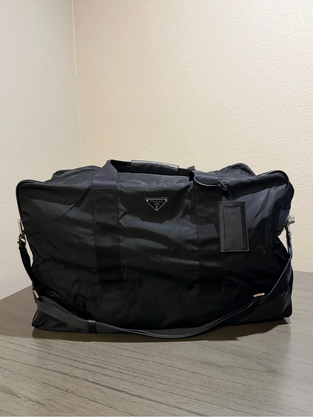 Prada Black Nylon XL Duffle Travel Bag